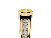 Cushion Cut Half Bezel Engagement Ring Setting for a Fancy Yellow Lab-Grown Diamond | Yellow Gold