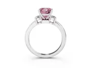 Princess Cut 3 Stone Engagement Ring Setting for a Fancy Pink Lab-Grown Diamond | Sterling Silver - Design NV-24494