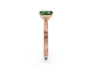 Fancy Green Emerald Cut Diamond Solitaire Milgrain Engraved Band Set in Rose gold with Prong Setting