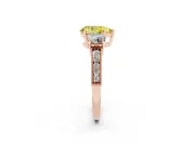 Pear-Shaped Three Stone Engagement Ring Setting for a Fancy Yellow Lab-Grown Diamond | Graduated Pave Band | Rose Gold
