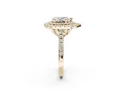 Pear-Shaped Lab-Grown Diamond Double Halo Statement Ring Set in Yellow Gold with Pavé Band