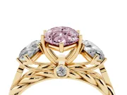 Marquise Three Stone Engagement Ring Setting for a Fancy Pink Lab-Grown Diamond | Braided Band | Yellow Gold