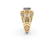Radiant Cut Art Deco Graduated Engagement Ring Setting for a Black Center | Yellow Gold