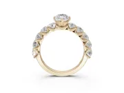 Marquise Side Stone Engagement Ring Setting | Scalloped Prong Accents | Yellow Gold