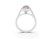 Fancy Pink Marquise Cut Diamond Halo Solitaire Ring Set in Silver with Pavé Band and Bezel Setting