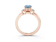Oval Three Stone Engagement Ring Setting for a Fancy Blue Lab-Grown Diamond | Round Side Stones | Rose Gold