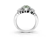 Oval Three Stone Engagement Ring Setting for a Fancy Green Lab-Grown Diamond | Pavé Split Shank | Sterling Silver