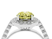 Oval Milgrain Halo Engagement Ring Setting for a Fancy Yellow Lab-Grown Diamond | Graduated Bezel Accents | White Gold