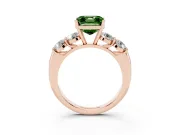 Asscher Cut Five Stone Engagement Ring Setting for a Fancy Green Lab-Grown Diamond | Prong Set Side Stones | Rose Gold