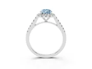 Pear-Shaped Halo Engagement Ring Setting for a Fancy Blue Lab-Grown Diamond | Pave Shoulders | Platinum