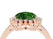 Fancy Green Heart Cut Diamond Halo Ring Set in Rose gold with Round Halo and Smooth Solitaire Band