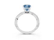 Princess Cut Twisted Engagement Ring Setting for a Fancy Blue Lab-Grown Diamond | Beaded Twist | Sterling Silver