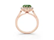 Heart-Shaped Halo Engagement Ring Setting for a Fancy Green Lab-Grown Diamond | Filigree Shoulders | Rose Gold