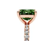 Fancy Green Asscher Cut Diamond Brilliant Solitaire Ring Set in Rose gold with Pavé Band and Prong Setting