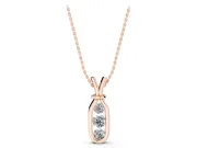 Round Lab-Grown Diamond Three-Stone Open Loop Pendant Necklace | V-Shaped Bail | Rose Gold