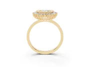 Pear-Shaped Vintage Milgrain Bezel Halo Engagement Ring Setting | Sunburst Halo | Yellow Gold