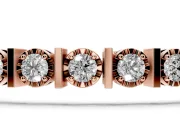 Round Lab-Grown Diamond Station Tennis Bracelet | Polished Bar Spacers | Rose Gold