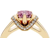 Radiant Cut Pavé Collar Engagement Ring Setting for a Fancy Pink Lab-Grown Diamond | Yellow Gold