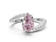 Pear-Shaped Bypass Pavé Engagement Ring Setting for a Fancy Pink Lab-Grown Diamond | Sterling Silver