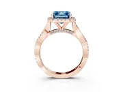 Asscher Cut Twist Halo Engagement Ring Setting for a Fancy Blue Lab-Grown Diamond | Rose Gold