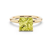 Princess Cut Hidden Halo Ring Setting for a Fancy Yellow Lab-Grown Diamond | Yellow Gold