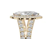 Marquise Halo Pavé Engagement Ring Setting | Narrow Split Shank | Yellow Gold