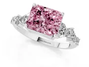 Radiant Cut Accented Engagement Ring Setting for a Fancy Pink Lab-Grown Diamond | Sterling Silver