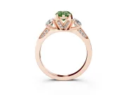 Pear-Shaped Hidden Halo Three Stone Engagement Ring Setting for a Fancy Green Lab-Grown Diamond | Rose Gold