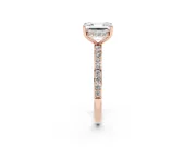 Asscher Cut Hidden Halo Pavé Engagement Ring Setting | Micro Pavé Band | Rose Gold