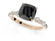 Cushion Cut Pavé Engagement Ring Setting for a Black Center | Alternating Accents | Rose Gold