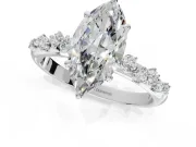 Marquise Solitaire Engagement Ring Setting | Graduated Scattered Accents | White Gold