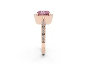 Radiant Cut Milgrain Halo Engagement Ring Setting for a Fancy Pink Lab-Grown Diamond | Side Stones | Rose Gold