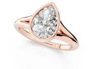 Pear-Shaped Bezel Solitaire Engagement Ring Setting | V Split Shank | Rose Gold