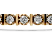 Round Lab-Grown Diamond Station Tennis Bracelet | Polished Bar Spacers | Yellow Gold
