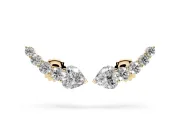 Round and Heart Lab-Grown Diamond Graduated Ear Climbers | Petite Curve | Yellow Gold