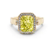 Radiant Cut Halo Engagement Ring Setting for a Fancy Yellow Lab-Grown Diamond | Pavé Panel Shoulders | Yellow Gold