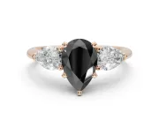Pear-Shaped Three-Stone Engagement Ring Setting for a Black Center | Pear Side Stones | Rose Gold