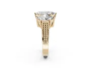 Marquise Three Stone Engagement Ring Setting | Beaded Shoulders | Yellow Gold