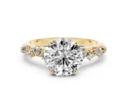 Round Solitaire Engagement Ring Setting | Graduated Scattered Accents | Yellow Gold