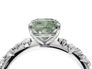 Cushion Cut Graduated Solitaire Engagement Ring Setting for a Fancy Green Lab-Grown Diamond | White Gold