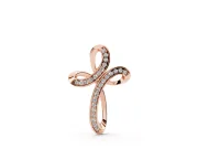 Round Lab-Grown Diamond Pavé Looped Cross Pendant Necklace | Ribbon Loops | Rose Gold