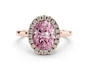 Oval Halo Engagement Ring Setting for a Fancy Pink Lab-Grown Diamond | Flat Tapered Band | Rose Gold