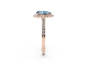 Pear-Shaped Halo Engagement Ring Setting for a Fancy Blue Lab-Grown Diamond | Pave Shoulders | Rose Gold