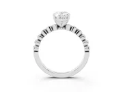 Oval Beaded Solitaire Engagement Ring Setting | Bezel Accents | White Gold