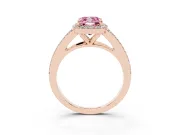 Cushion Cut Split Shank Halo Engagement Ring Setting for a Fancy Pink Lab-Grown Diamond | Rose Gold