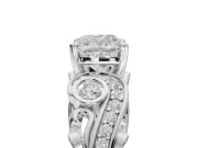 Cushion Cut Vintage Swirl Engagement Ring Setting | Bezel Side Accents | White Gold