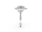 Fancy Pink Pear-Shaped Lab-Grown Diamond Double Halo Statement Ring Set in Sterling Silver with Pavé Band