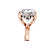 Princess Cut Hidden Halo Solitaire Engagement Ring Setting | Thin Wire Band | Rose Gold