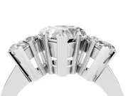 Heart-Shaped Three Stone Engagement Ring Setting | Large Side Stones | Sterling Silver