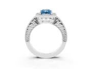 Radiant Cut Halo Engagement Ring Setting for a Fancy Blue Lab-Grown Diamond | Platinum